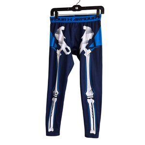 Under Armour Youth Skeleton Print Compression Leggings Navy Blue Size YLG